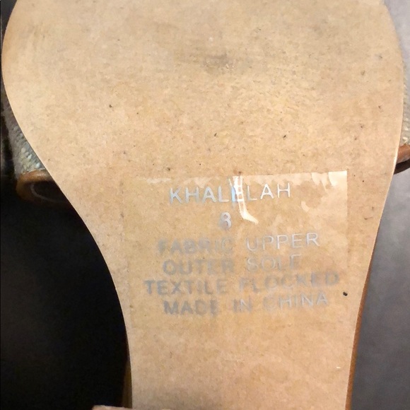 COCONUTS BURLAP W/LEATHER TRIM CHUNKY HEELS - Picture 6 of 8